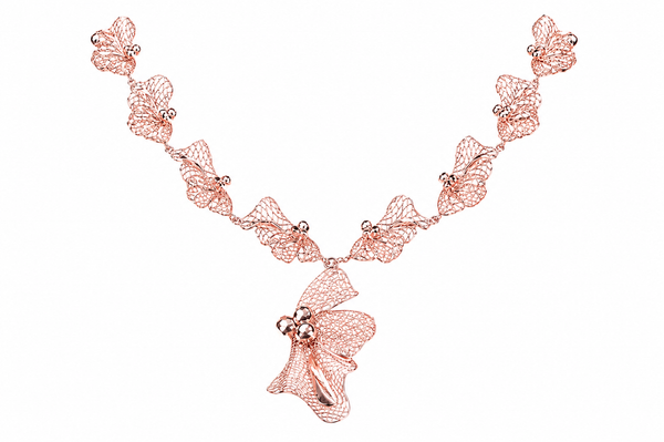 The Rose Gold Butterfly Filigree Necklace Set