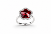 Ruby Blossom Halo Ring in Sterling Silver