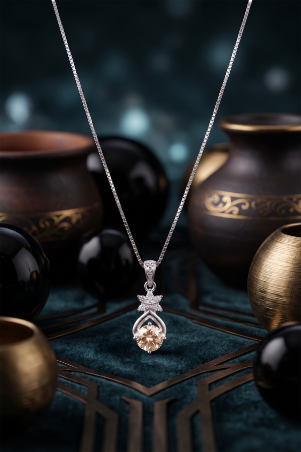 The Celestia Champagne Solitaire Pendant
