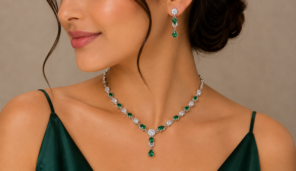 The Emerald Majesty Tear-Drop Necklace Set