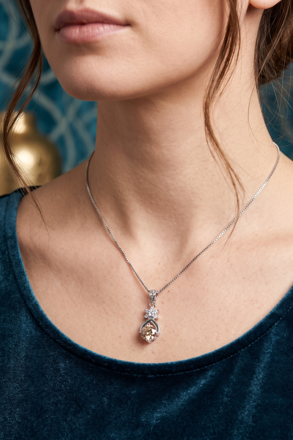 The Celestia Champagne Solitaire Pendant