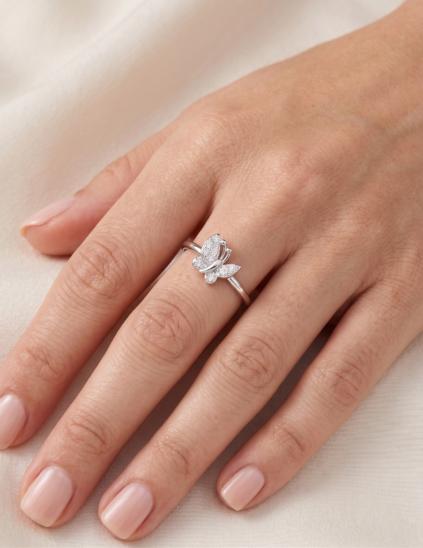 The Glimmering Butterfly Filigree Ring