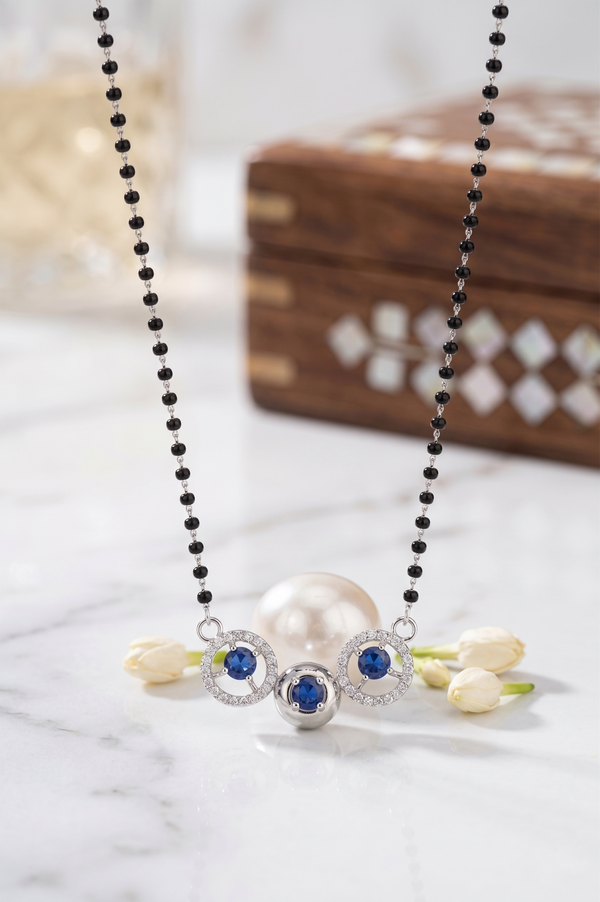 The Trinity Sapphire Halo Mangalsutra