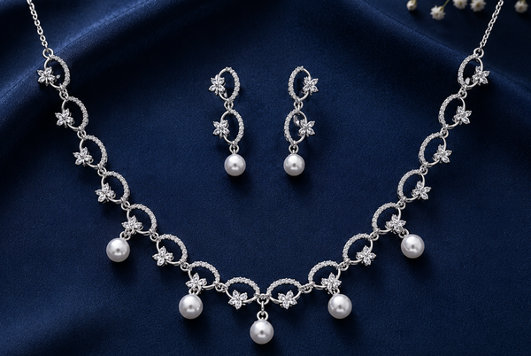 The Pearl Blossom Garland Necklace Set