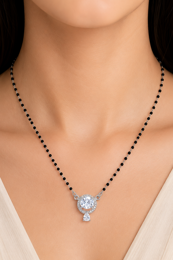 The Solitaire Halo Drop Mangalsutra