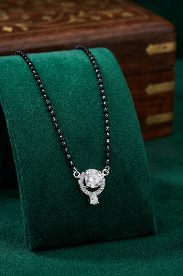 The Solitaire Halo Drop Mangalsutra
