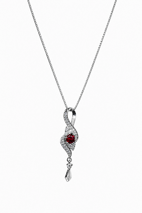 The Crimson Ribbon Drop Pendant