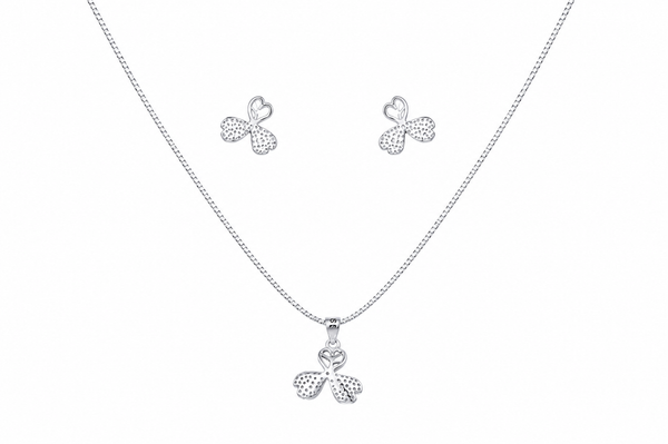 The Shimmering Clover Pendant & Earring Set