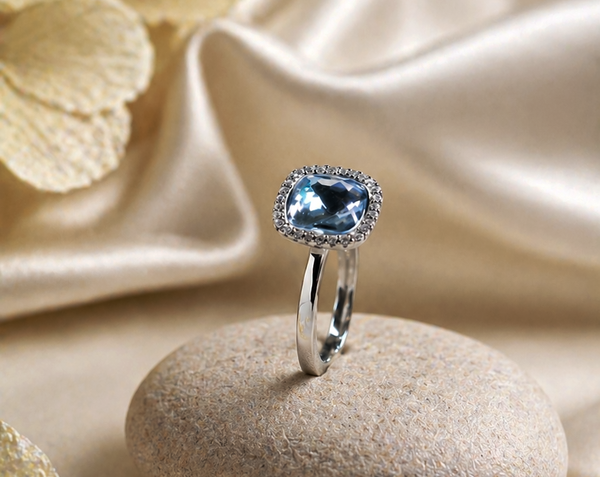 The Azure Sky Cushion Ring