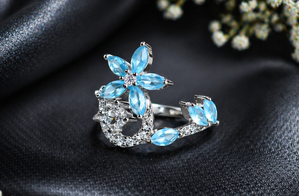 Azure Bloom Statement Ring in Sterling Silver