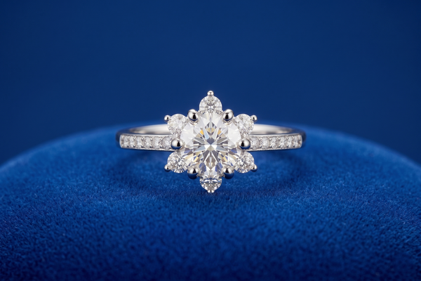 Floral Halo Sterling Silver Ring