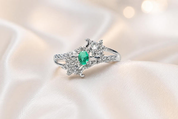 Emerald Whisper Halo Ring