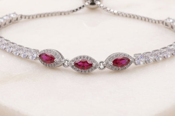 The Crimson Marquise Halo Bolo Bracelet