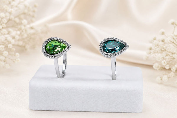 Pear-Cut Gemstone Halo Ring