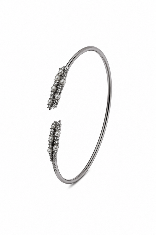 The Lyra Pearl & Pavé Bypass Bangle