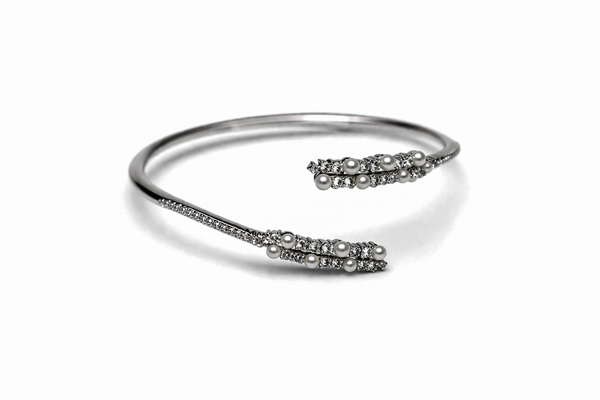 The Lyra Pearl & Pavé Bypass Bangle