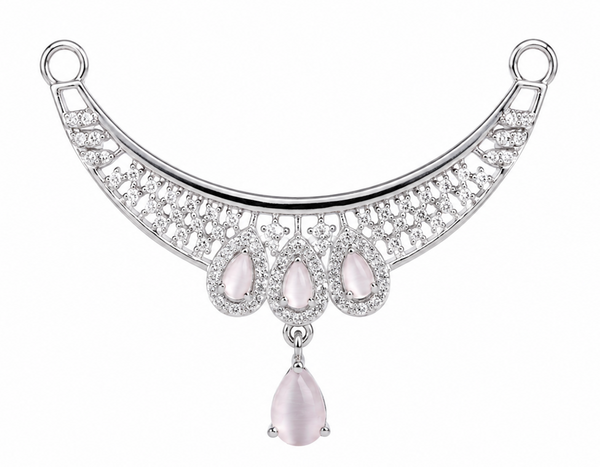 The Crescent Moon Rose Quartz Mangalsutra