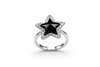 Midnight Star Halo Ring in Sterling Silver