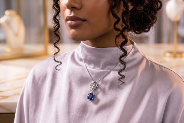 The Sapphire Heart Blossom Pendant