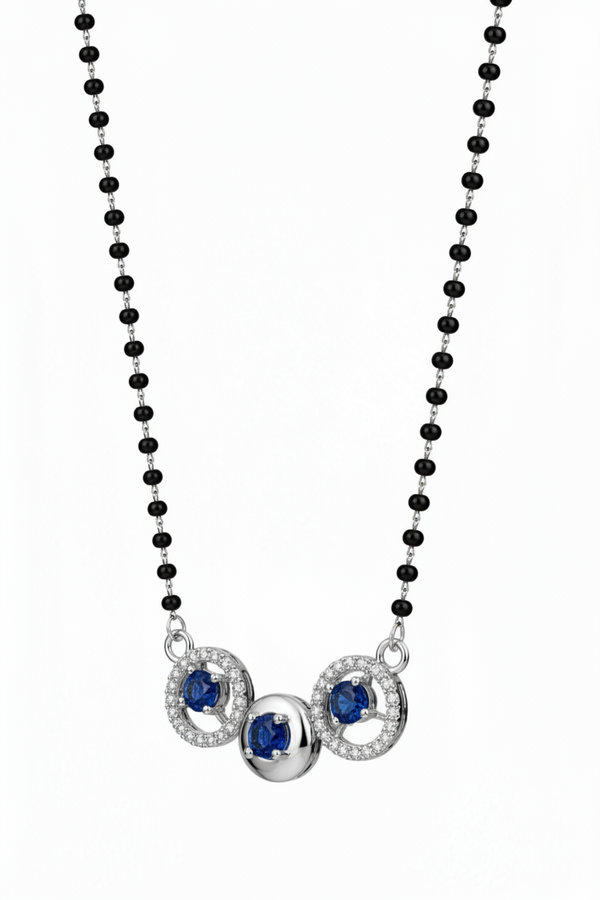 The Trinity Sapphire Halo Mangalsutra