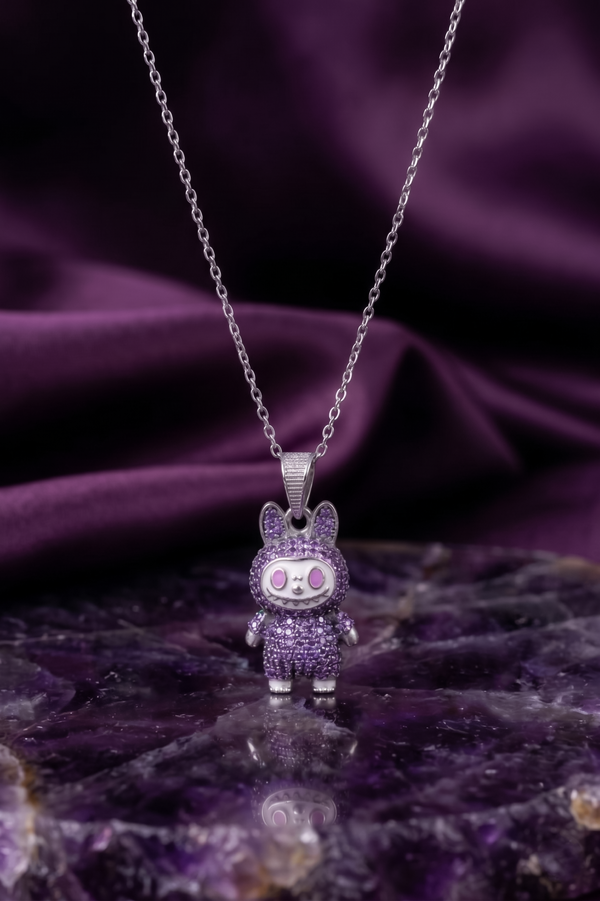 The Violet Amethyst Labubu Pendant
