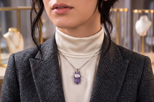 The Violet Amethyst Labubu Pendant