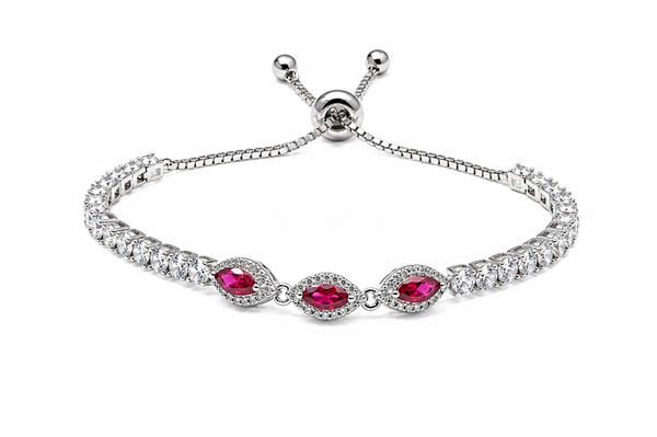 The Crimson Marquise Halo Bolo Bracelet