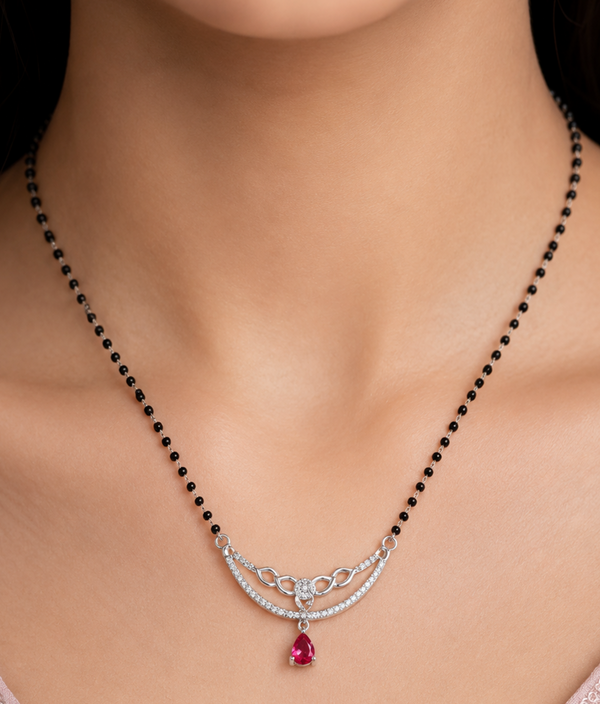The Ruby Bloom Crescent Mangalsutra