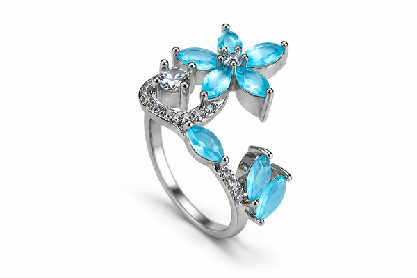 Azure Bloom Statement Ring in Sterling Silver