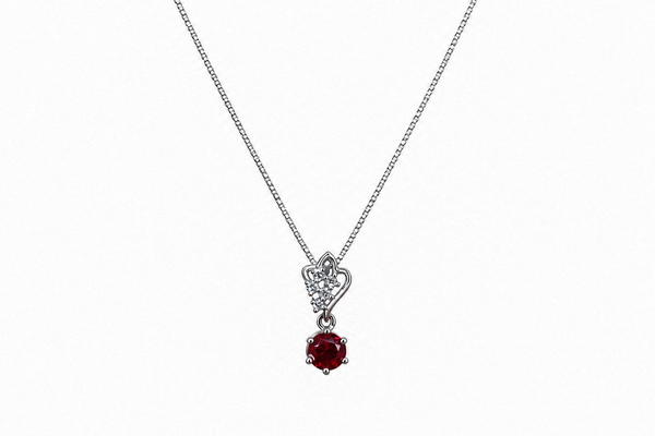 The Garnet Heart Blossom Pendant