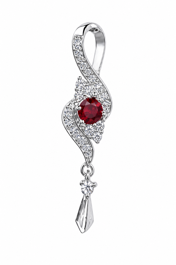 The Crimson Ribbon Drop Pendant