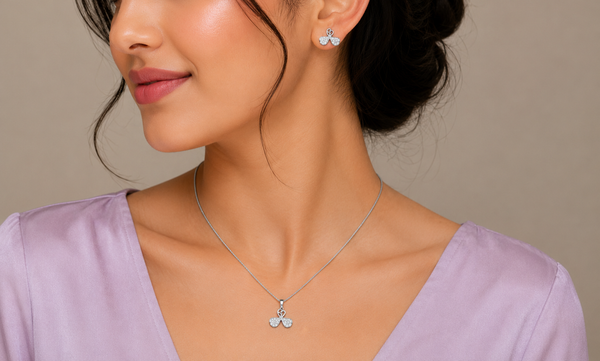 The Shimmering Clover Pendant & Earring Set
