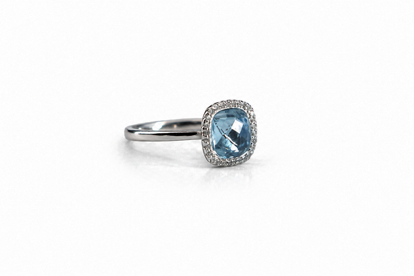 The Azure Sky Cushion Ring