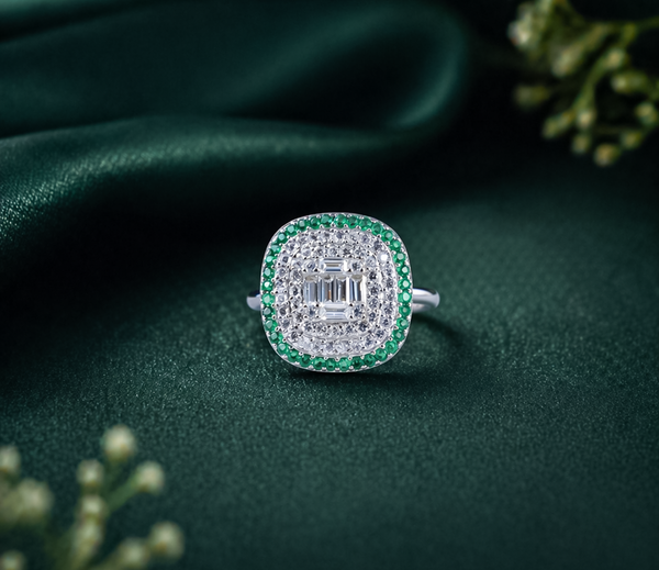Emerald Aura Baguette Ring