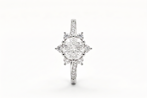 Floral Halo Sterling Silver Ring