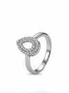 Teardrop Halo Silver Ring
