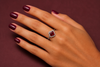 Ruby Blossom Halo Ring in Sterling Silver