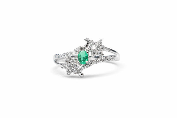 Emerald Whisper Halo Ring