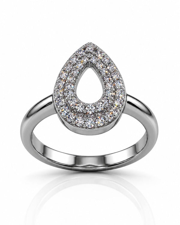 Teardrop Halo Silver Ring