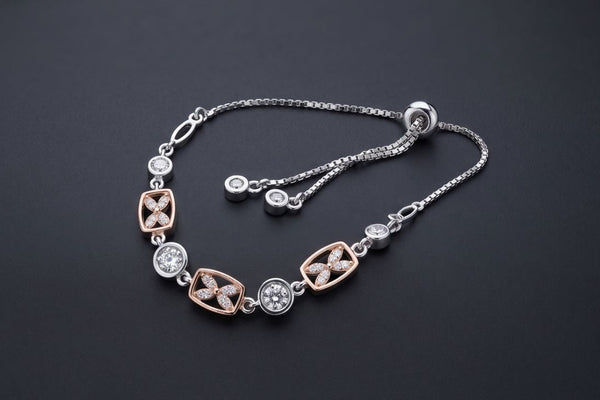 The Aurora Mixed-Metal Blossom Bolo Bracelet