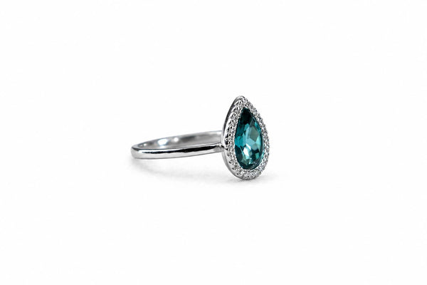 Pear-Cut Gemstone Halo Ring